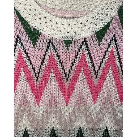 Vintage Mod Chevron Zig Zag Knit Sheath Mini Dress - Picture 3 of 13